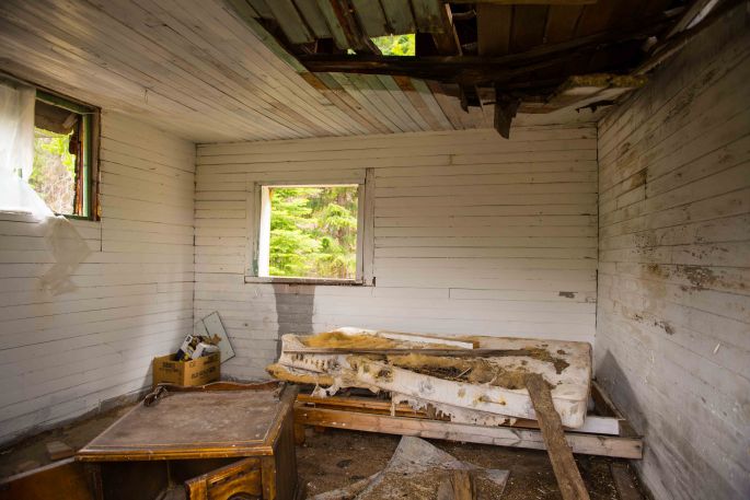 Inside the abandoned building